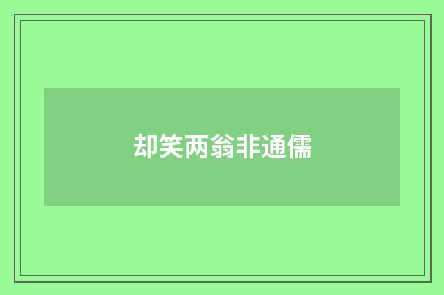 却笑两翁非通儒