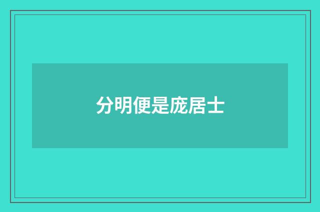 分明便是庞居士