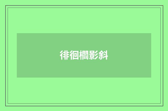 徘徊櫩影斜