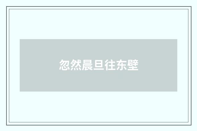 忽然晨旦往东壁