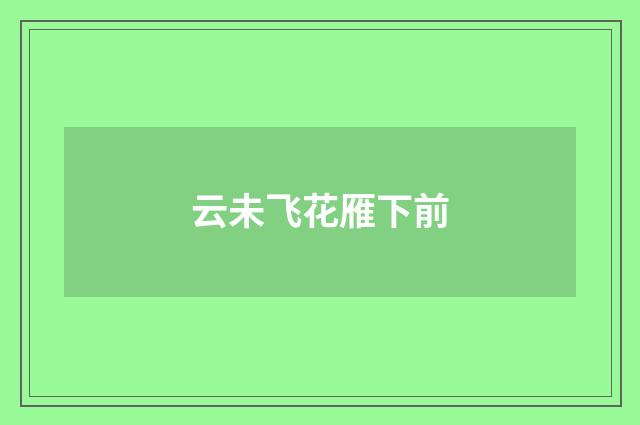 云未飞花雁下前