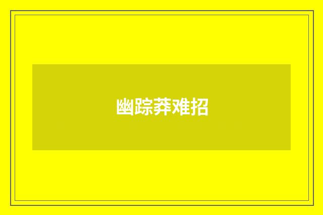幽踪莽难招