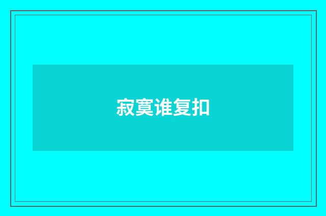 寂寞谁复扣