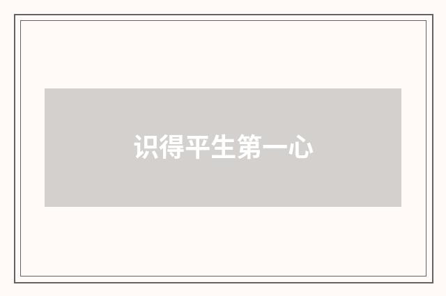 识得平生第一心