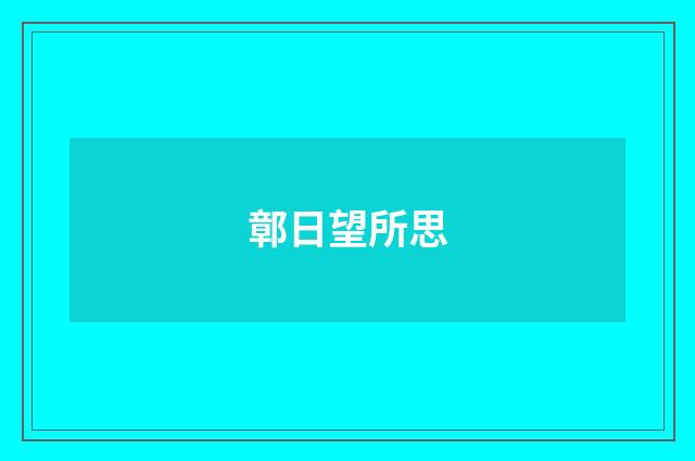 鄣日望所思