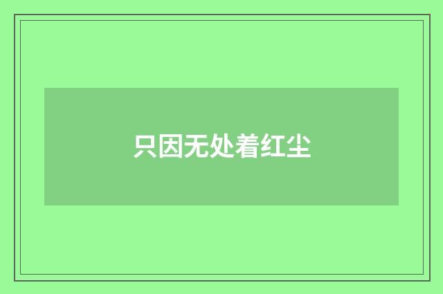 只因无处着红尘