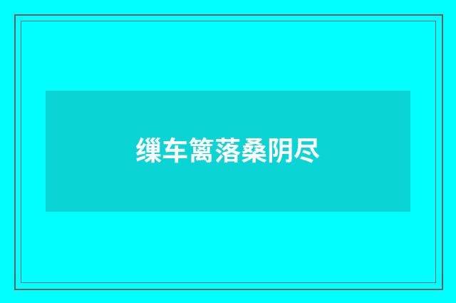 缫车篱落桑阴尽