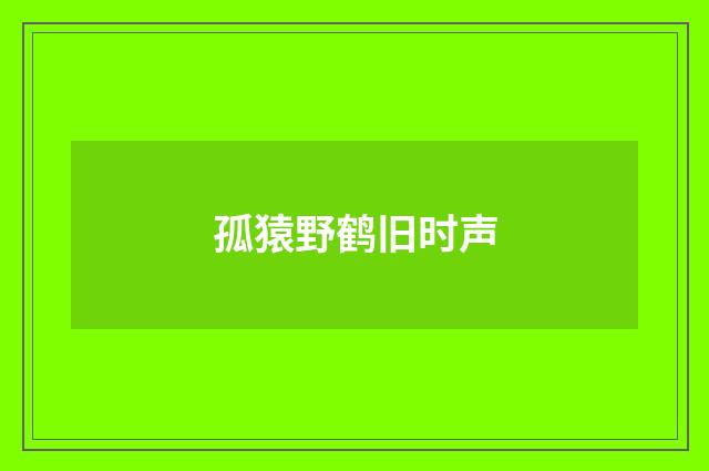 孤猿野鹤旧时声