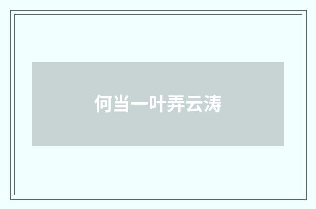 何当一叶弄云涛