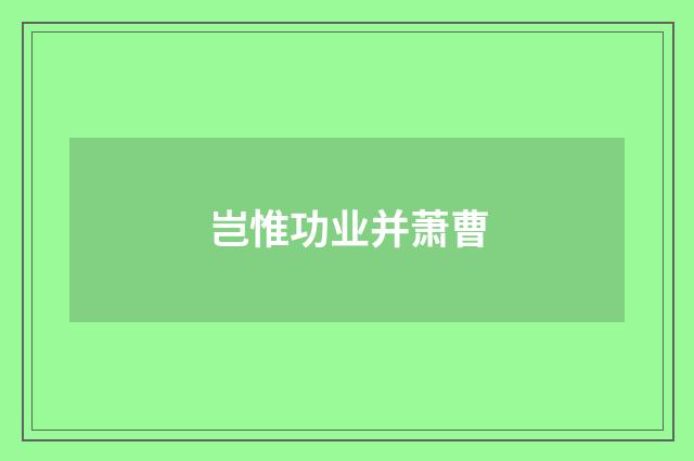 岂惟功业并萧曹