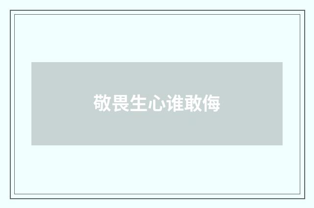 敬畏生心谁敢侮