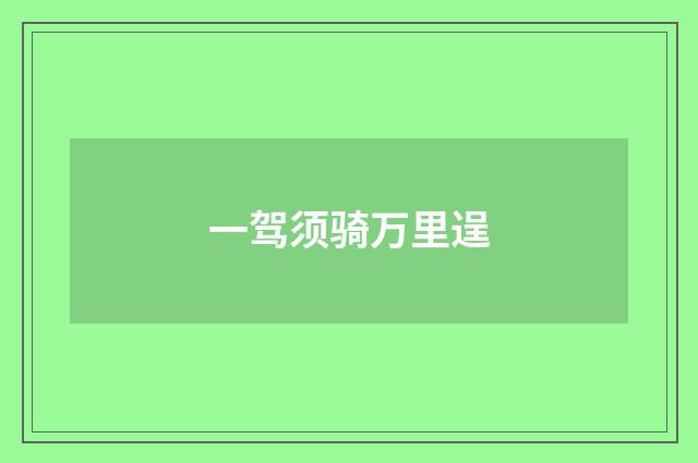 一驾须骑万里逞