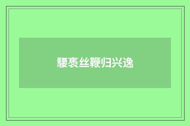 騕褭丝鞭归兴逸