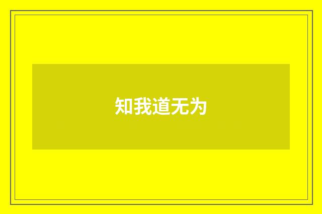 知我道无为