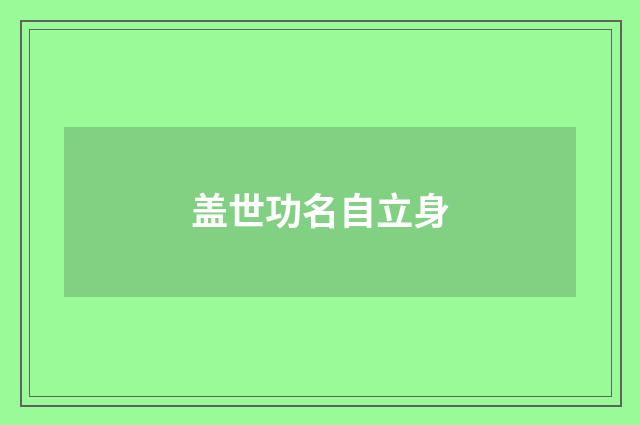 盖世功名自立身