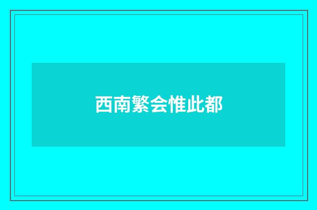 西南繁会惟此都