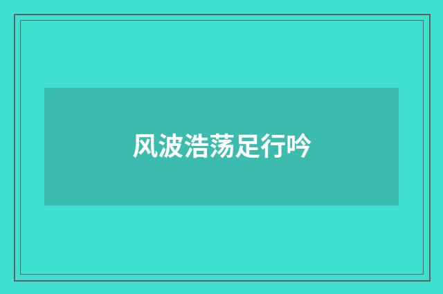风波浩荡足行吟