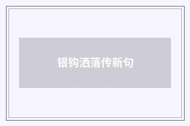 银钩洒落传新句