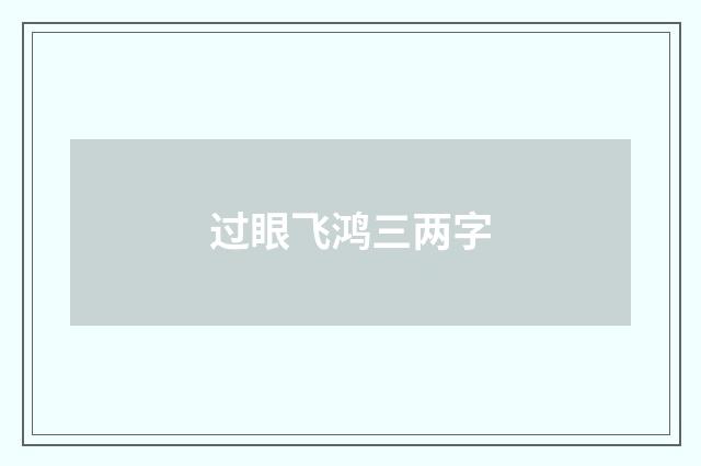 过眼飞鸿三两字