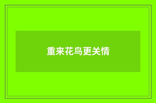 重来花鸟更关情