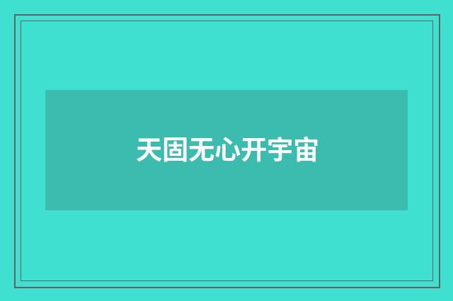天固无心开宇宙