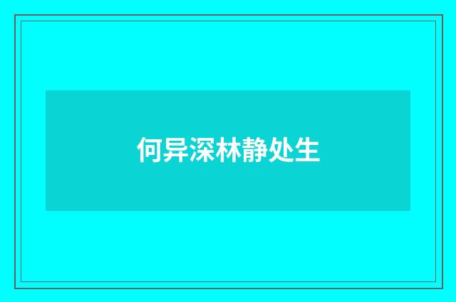 何异深林静处生