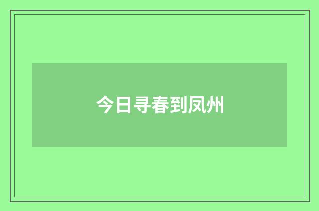 今日寻春到凤州