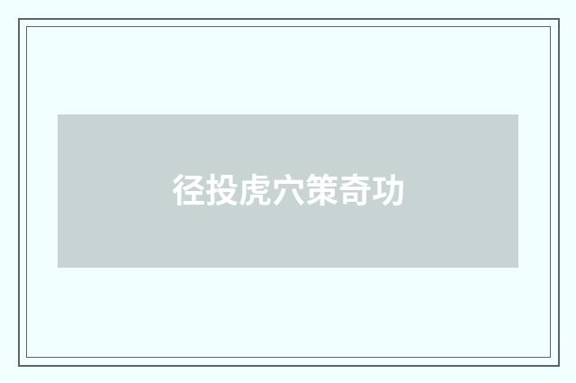 径投虎穴策奇功