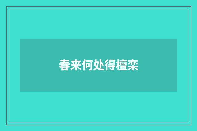 春来何处得檀栾