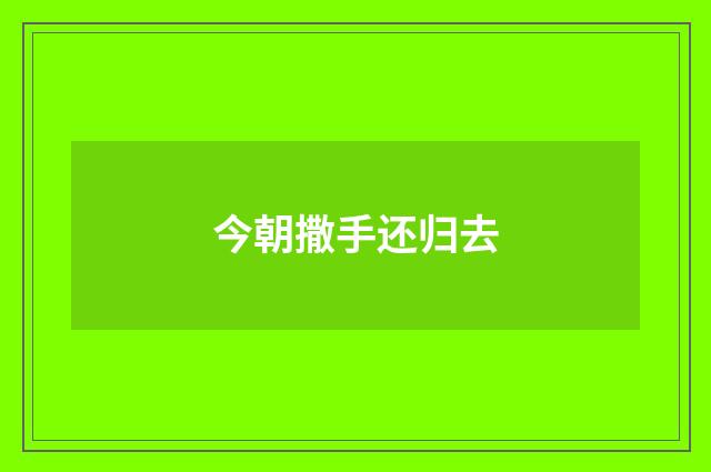今朝撒手还归去