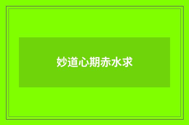 妙道心期赤水求