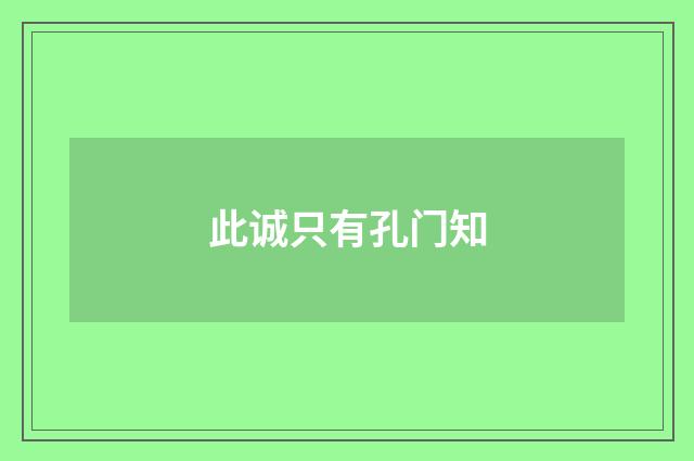 此诚只有孔门知