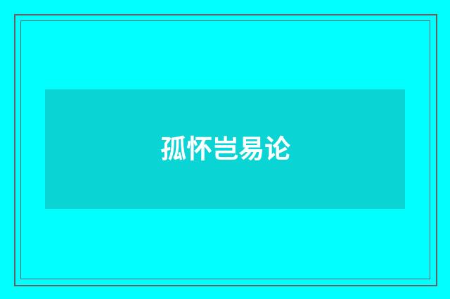 孤怀岂易论