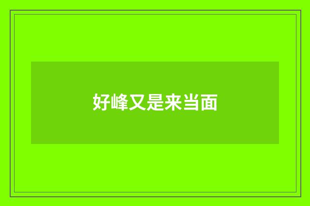 好峰又是来当面