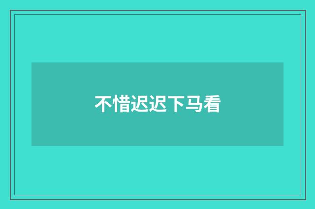 不惜迟迟下马看