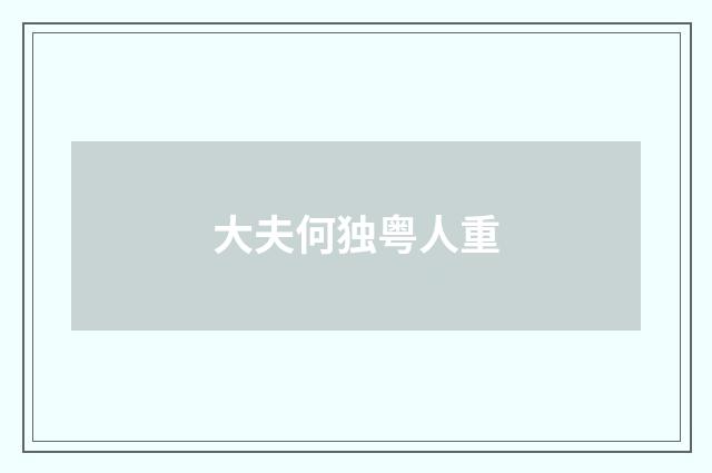 大夫何独粤人重