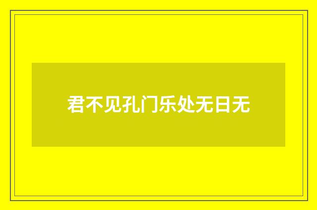 君不见孔门乐处无日无