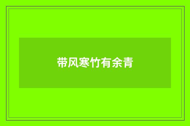 带风寒竹有余青