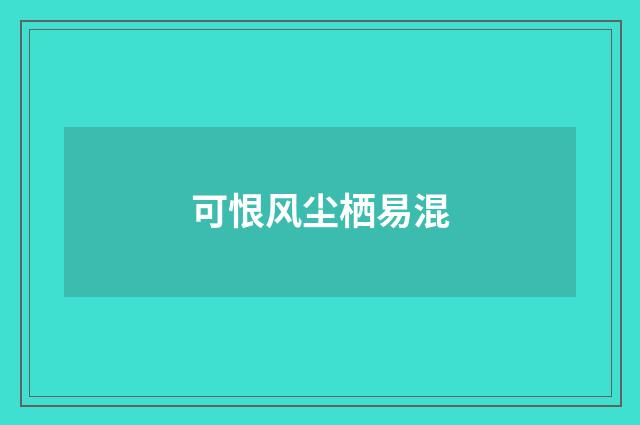 可恨风尘栖易混