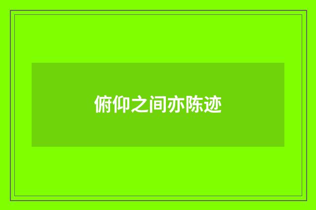 俯仰之间亦陈迹