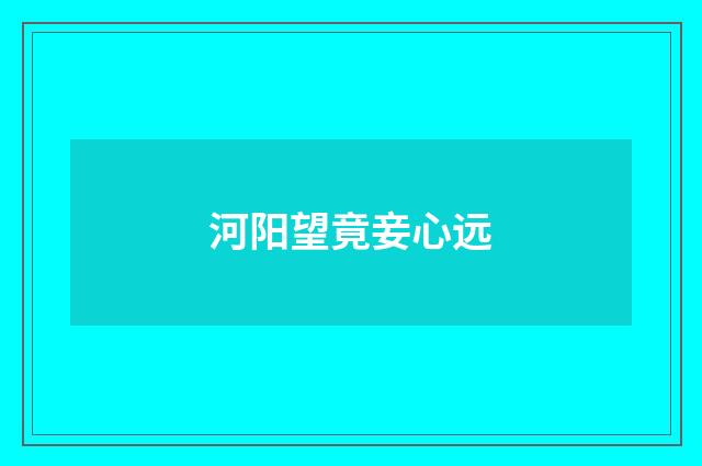 河阳望竟妾心远