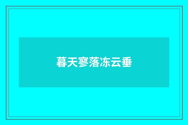 暮天寥落冻云垂