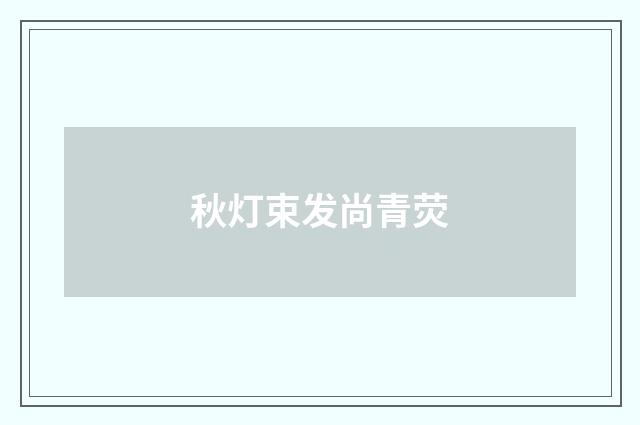 秋灯束发尚青荧