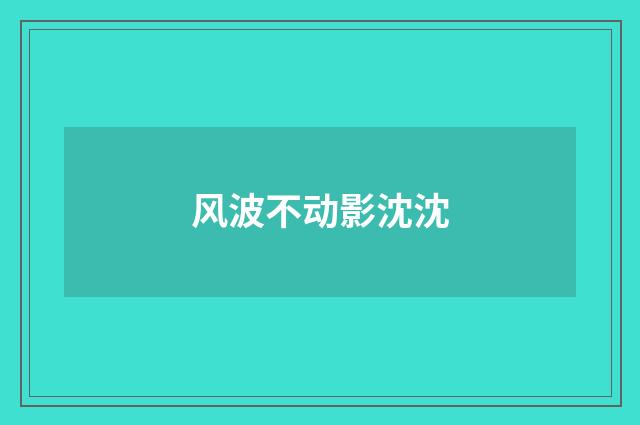风波不动影沈沈