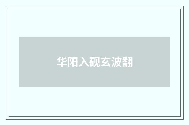 华阳入砚玄波翻