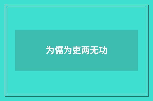 为儒为吏两无功