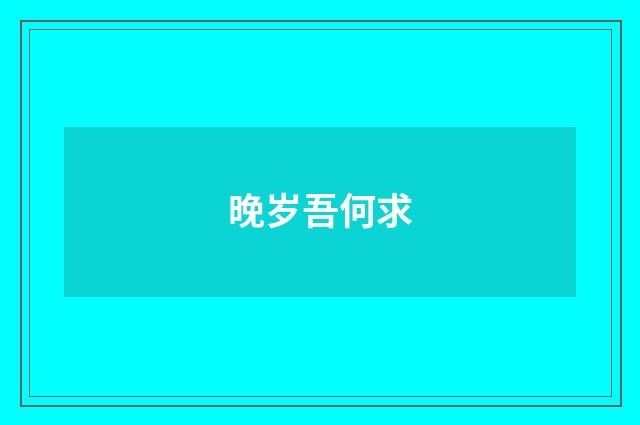 晚岁吾何求