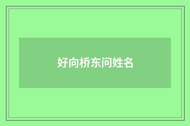 好向桥东问姓名