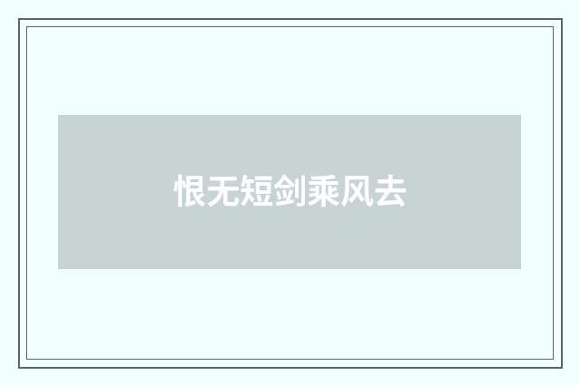 恨无短剑乘风去