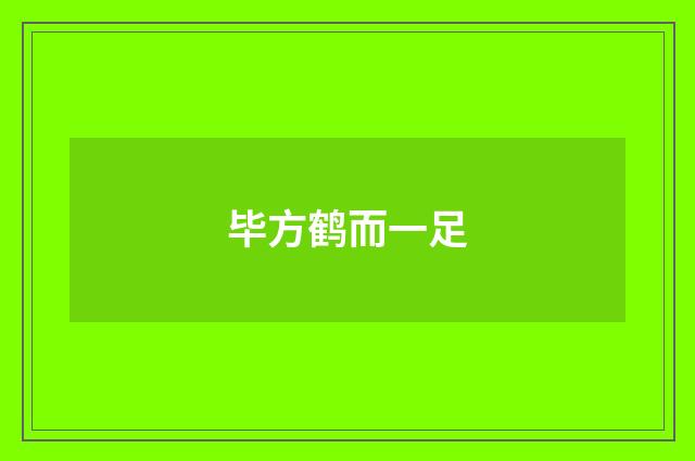 毕方鹤而一足